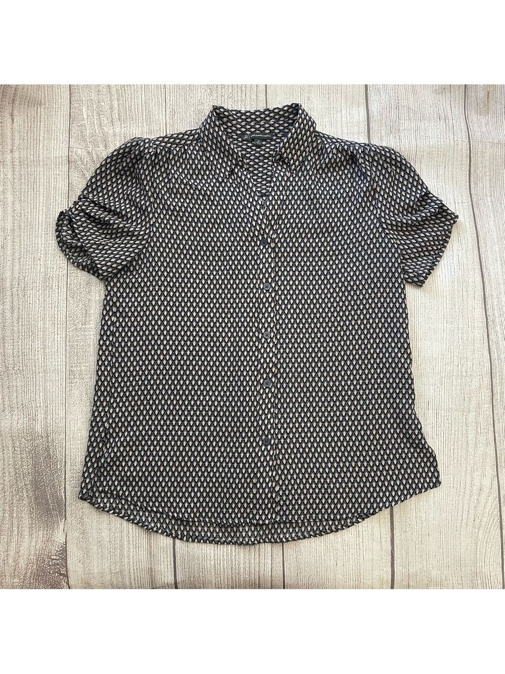ADRIANNA PAPELL Women’s Patterned Pinch Sleeve Button Up Shirt Size XS